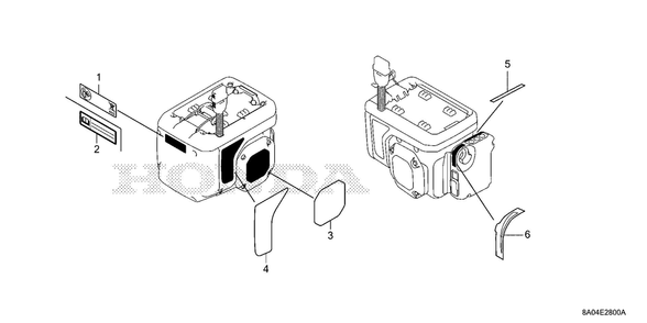 Label Diagram and Parts List for GXE20H (Type S3)(GMABK-1000001-9999999) Honda Engine