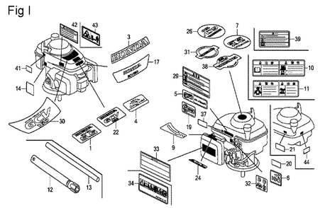 Fig-9 Diagram and Parts List for GCV160A Type EHHB Honda Engine
