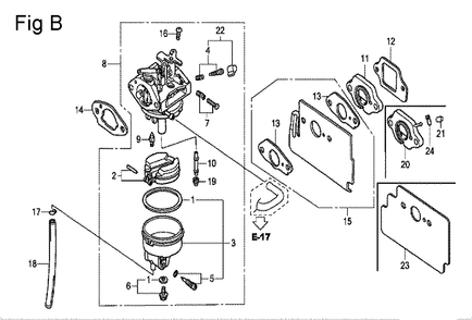 Fig-2 Diagram and Parts List for GC160A Type QHP7 Honda Engine