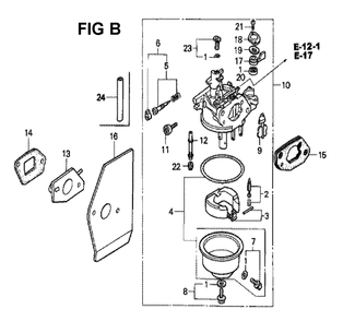 Fig-11 Diagram and Parts List for GXV160K1 Type N6 Honda Engine