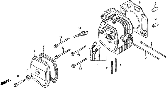 Cylinder Head Diagram and Parts List for H3011 (Type  SA)(MZAJ-5000001 - 6000000) Honda Lawn Mower