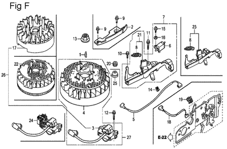 Fig-6 Diagram and Parts List for GCV160 Type N2 Honda Engine