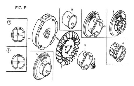 Fig-6 Diagram and Parts List for GX120T1 Type QX Honda Engine
