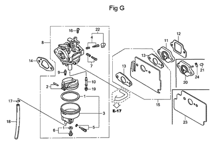 Fig-7 Diagram and Parts List for GC160 Type QHAJ Honda Engine