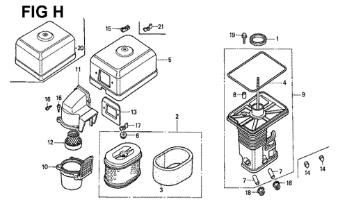 Fig-10 Diagram and Parts List for GX160K1 Type H1 Honda Engine