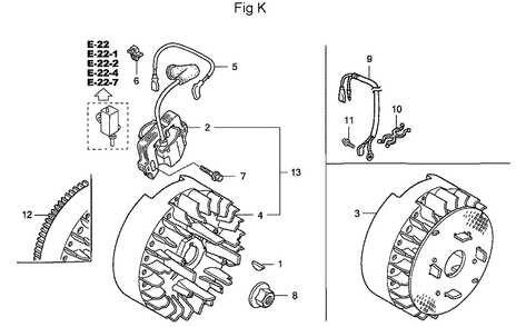 Fig-11 Diagram and Parts List for GC160A Type VHA Honda Engine