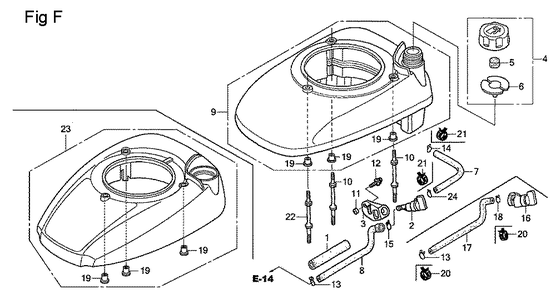 Fig-6 Diagram and Parts List for GSV190A Type A1C Honda Engine