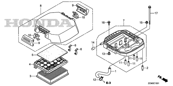Part Location Diagram of 17214-Z6L-900 Honda Holder, Element