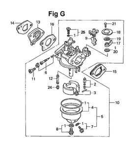 Fig-6 Diagram and Parts List for GXV140 Type A1 Honda Engine