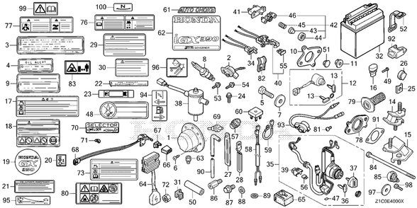 Other Parts (1) Diagram and Parts List for GX390UT2 (Type  SCC/B)(GCBCT-1000001 - 3485996) Honda Engine