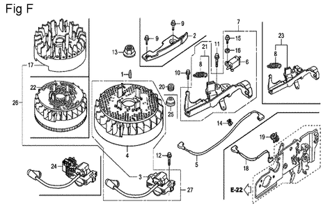 Fig-6 Diagram and Parts List for GCV160A Type A1A Honda Engine