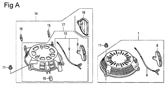 Fig-1 Diagram and Parts List for GCV160LA0 Type N1A Honda Engine