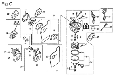 Fig-3 Diagram and Parts List for GCV160A Type N5MF Honda Engine