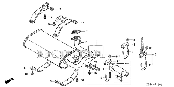Muffler (2) Diagram and Parts List for EVM40 (Type  ACR)(RZBT-2000001 - 2019999) Honda Generator