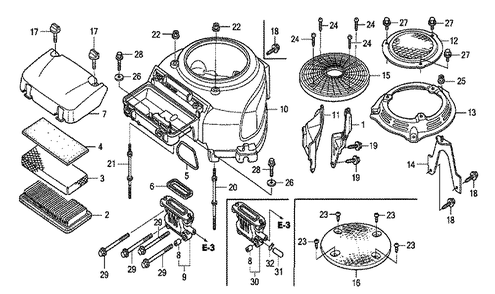 Fig-0 Diagram and Parts List for GCV530R Type QEA1 Honda Engine