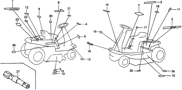 Part Location Diagram of 87126-751-000 Honda Mark, Emblem