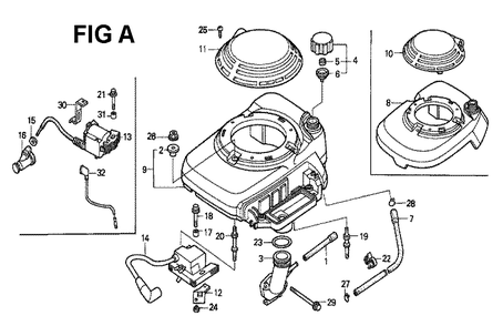 Fig-2 Diagram and Parts List for GXV140 Type MAK Honda Engine