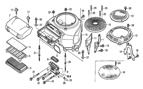 Fig-0 Diagram and Parts List for GXV530 Type SXE2 Honda Engine