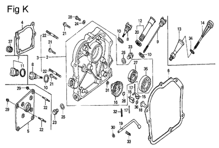Fig-11 Diagram and Parts List for G100K2 Type ZK2 Honda Engine
