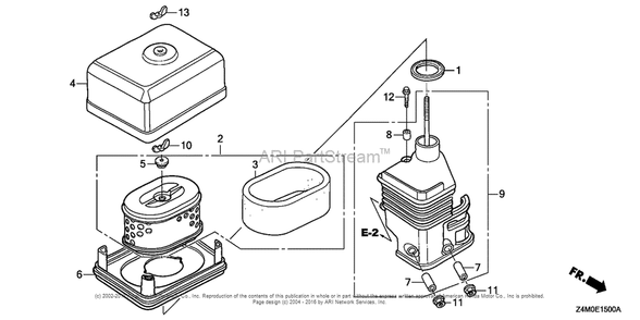 Air Cleaner (1) Diagram and Parts List for GX160RT1 (typeRHG4)(GCAFT-1000001) Honda Engine