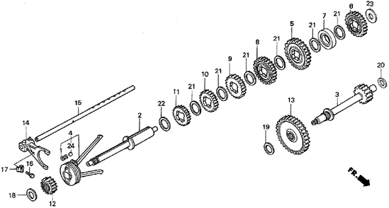 Part Location Diagram of 23214-751-000 Honda Countershaft