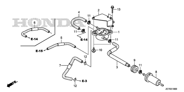 Fuel Pump Diagram and Parts List for GXV690RHX (Type TAF3)(GJAEH-2000001-9999999) Honda Engine