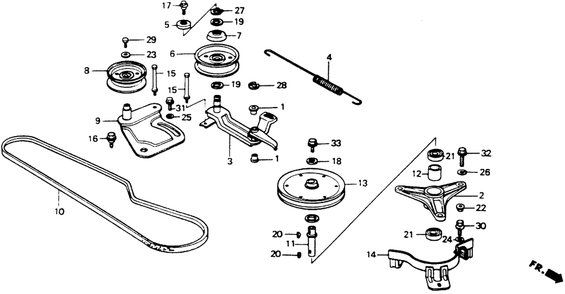 Part Location Diagram of 76130-751-000 Honda Roller, Tensioner