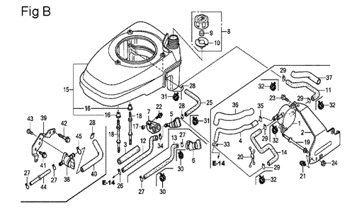 Fig-2 Diagram and Parts List for GCV135 Type A2A Honda Engine