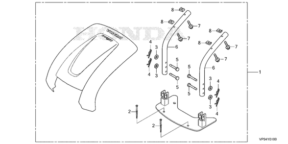 Station Roof Diagram and Parts List for HRM3000K1 (Type  A)(MBFF-1000001 - 9999999) Honda Lawn Mower