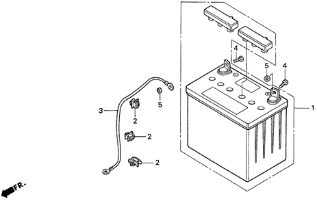 Battery Diagram and Parts List for H1011H (Type  SA)(MZAW-6000001 - 6100000) Honda Lawn Mower