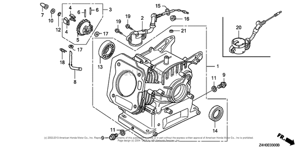 Cylinder Barrel Diagram and Parts List for GX120UT1 (typeKRSB)(GCAGT-1000001) Honda Engine