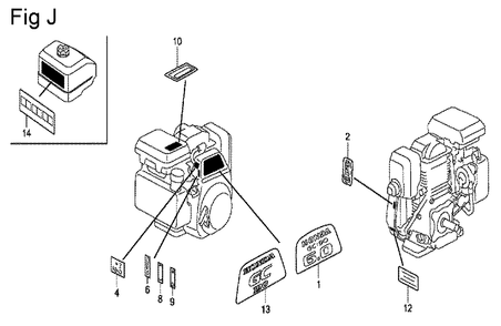 Fig-10 Diagram and Parts List for GC190A Type VXE Honda Engine