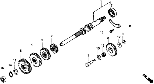 Part Location Diagram of 23210-751-700 Honda Mainshaft