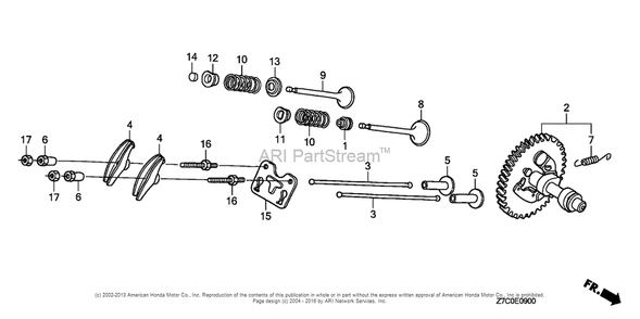 Camshaft Diagram and Parts List for GX270UH (typeQXC9)(GCAGH-0000001) Honda Engine