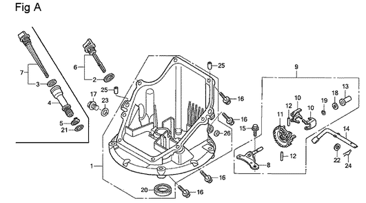 Fig-1 Diagram and Parts List for GSV190A Type N5AF Honda Engine