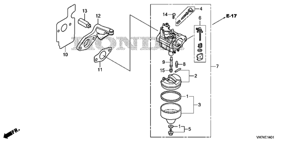 Carburetor (Hrx217k6) Diagram and Parts List for HRX217K6 (Type  HYA)(MAMA-1000001 - 9999999) Honda Lawn Mower