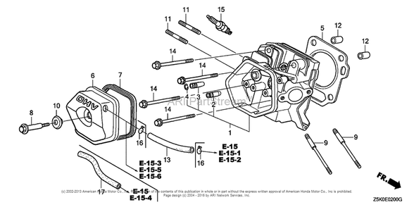 Cylinder Head Diagram and Parts List for GX270UT2 (typeQZHW)(GCBGT-1000001) Honda Engine
