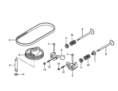 Camshaft Pulley Diagram and Parts List for GCV190-LABHH  Honda Engine