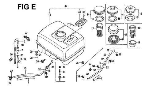 Fig-5 Diagram and Parts List for GX120K1 Type SJ Honda Engine