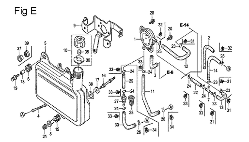 Fig-5 Diagram and Parts List for GC135 Type QHU Honda Engine