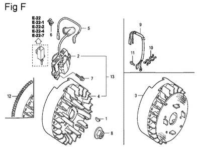 Fig-6 Diagram and Parts List for GC160A Type QHE4 Honda Engine