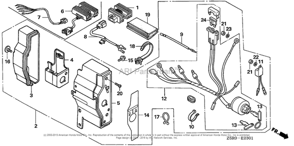 Control Box (2) Diagram and Parts List for GX390U2 (typeSM32)(GCBHK-1000001) Honda Engine