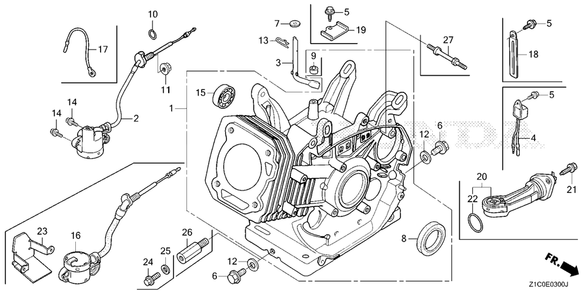Cylinder Barrel Diagram and Parts List for GX390UT2 (Type  SCC/B)(GCBCT-1000001 - 3485996) Honda Engine