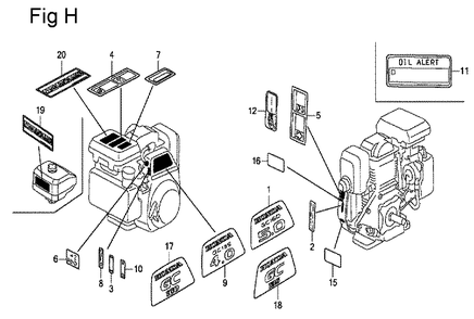 Fig-8 Diagram and Parts List for GC135 Type SHE Honda Engine