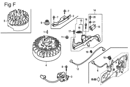 Fig-6 Diagram and Parts List for GCV135 Type A2D Honda Engine