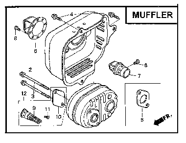 Muffler Diagram and Parts List for GCV160-LA0S3-ED  Honda Engine