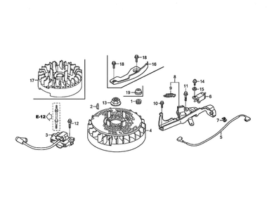 Flywheel Diagram and Parts List for GCV190-LABHH-ED  Honda Engine