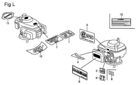 Fig-12 Diagram and Parts List for GSV190A Type N5AF Honda Engine