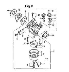 Fig-3 Diagram and Parts List for GXV140 Type N2C Honda Engine