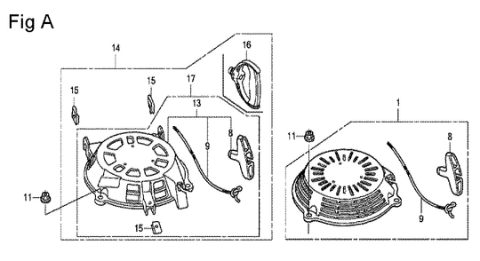Fig-1 Diagram and Parts List for GCV160 Type A2A Honda Engine